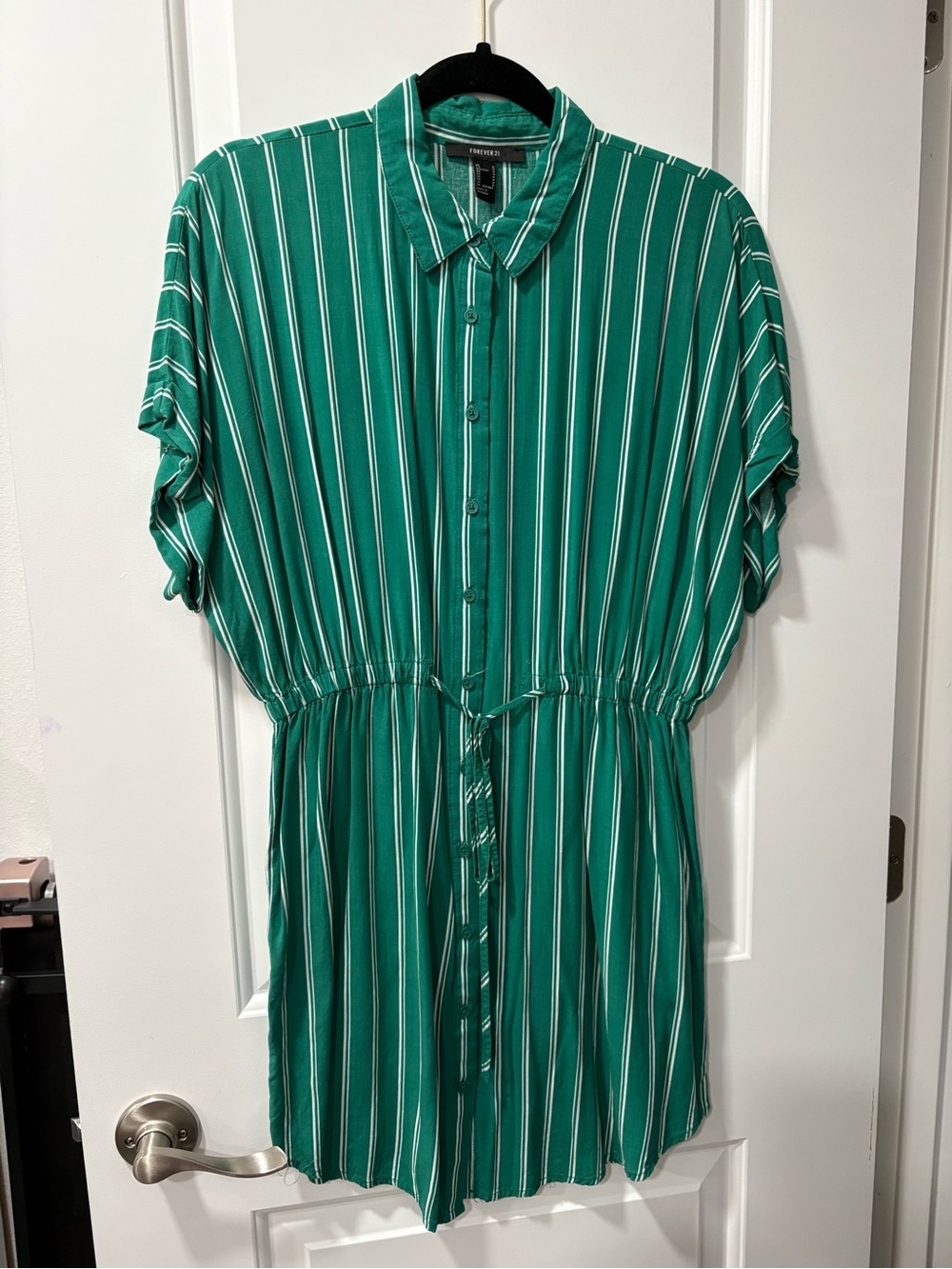Green Striped Button-Front dress